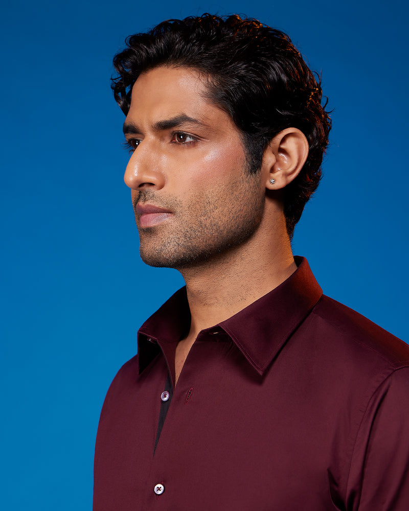 Reverie Satin Shirt - Maroon