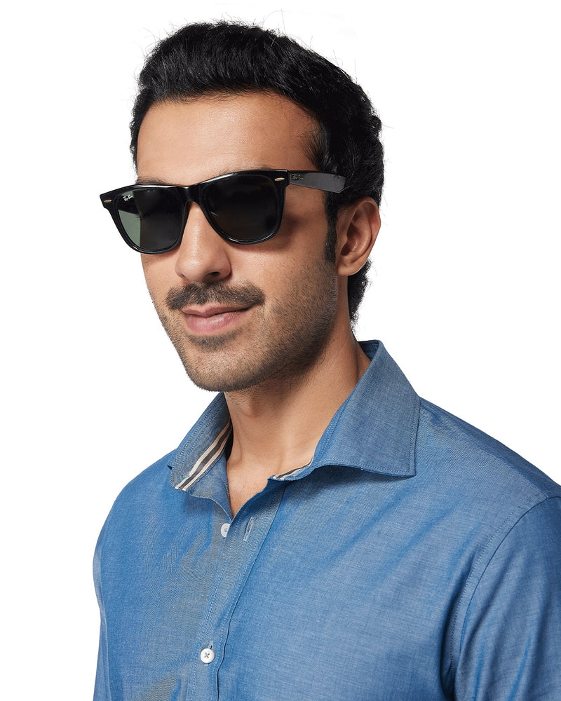 Cotton Chambray Shirt - Light Blue