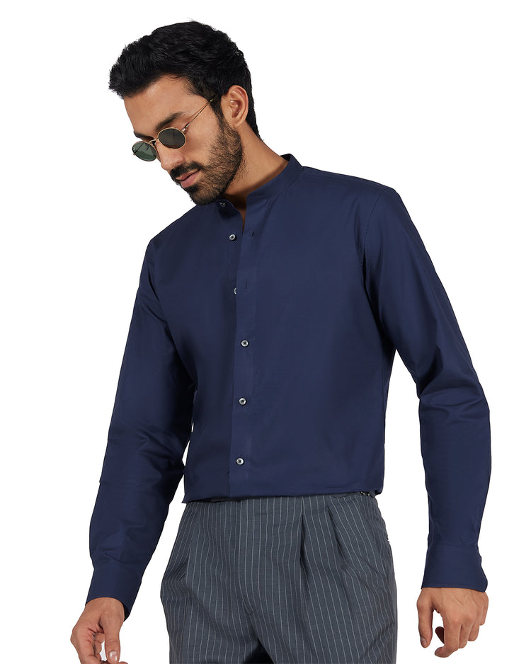 Cotton Dobby Shirt - Navy