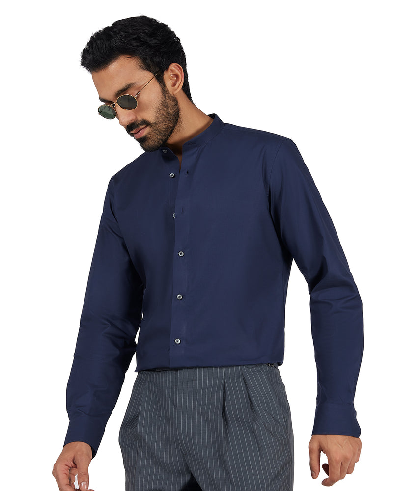 Cotton Dobby Shirt - Navy