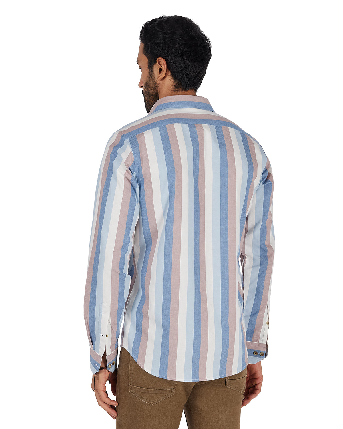 Corduroy Striped Shirt - Pink & Blue