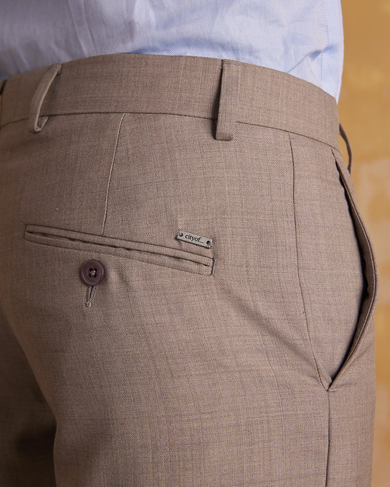 Grandeur Blended Wool Dress Pants - Beige