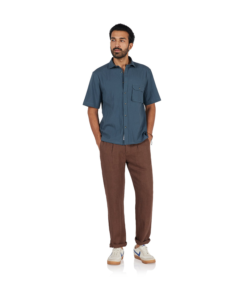 Blue Seersucker Shirt
