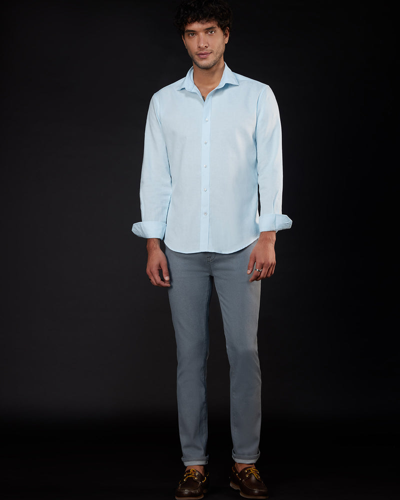 Light Blue Cotton Linen Shirt