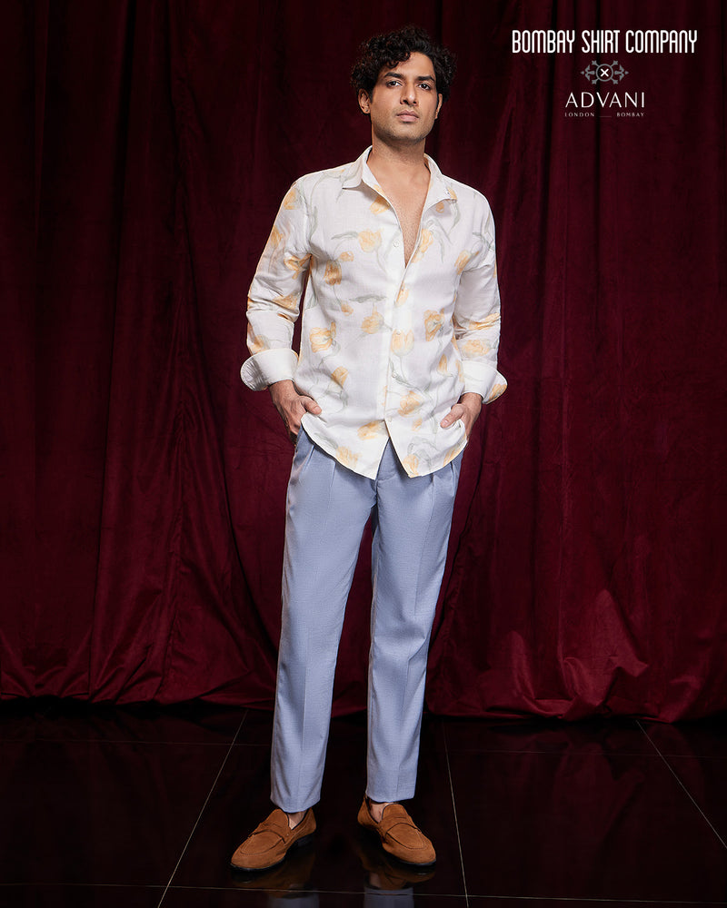 BSC x ALB | Terrace Cotton Linen Printed Shirt - Yellow
