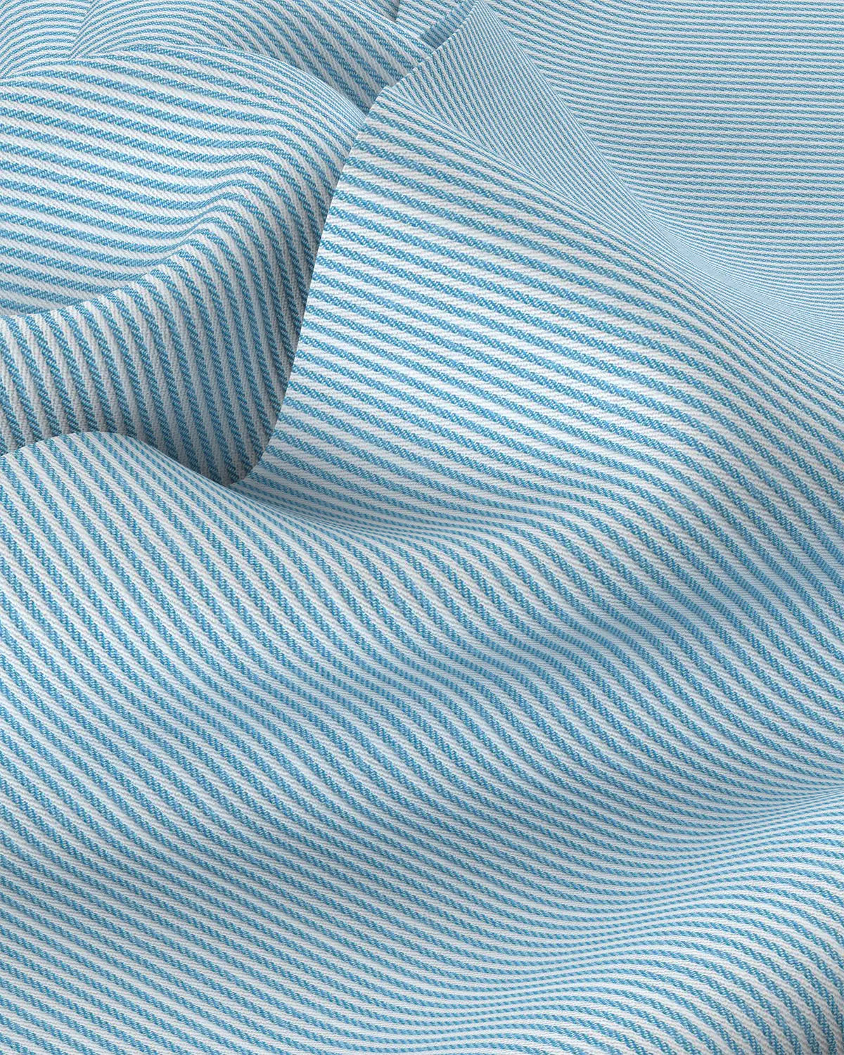 Wrinkle-Free Bamboo-Blend Stretch Herringbone Striped Shirt - Blue