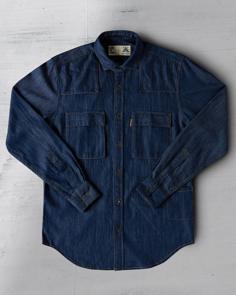 The Double Flapper Full Sleeve Shirt - Dark Blue