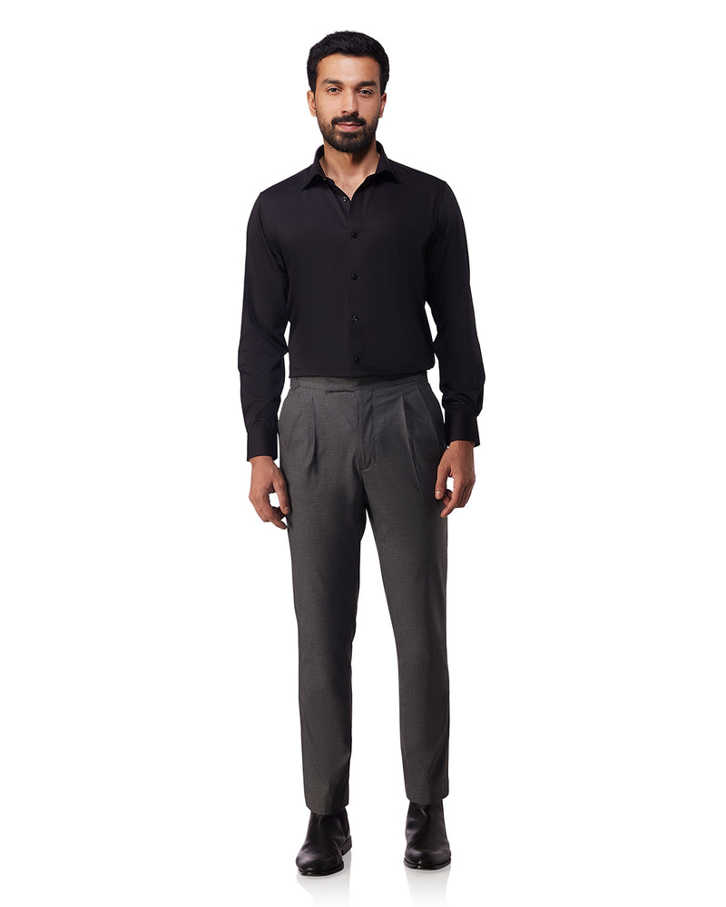Black Wrinkle-Free Stretch Satin Shirt