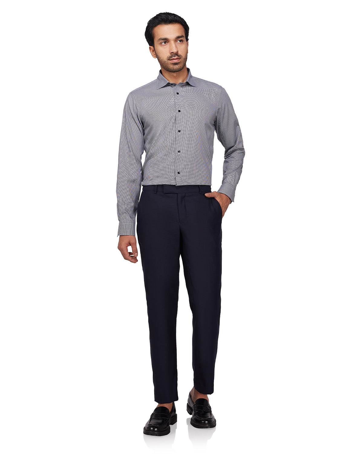 Cotton Houndstooth Shirt - Black & White