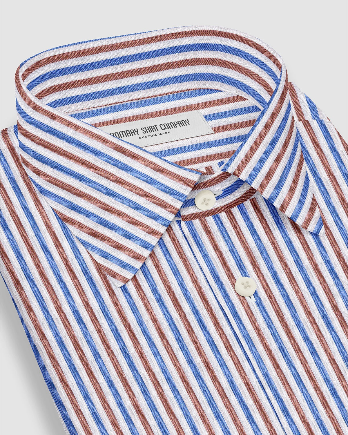 Montrose Herringbone Striped Shirt - Blue & Brown