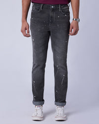 Graffiti Grey Splatter Stretch Jeans