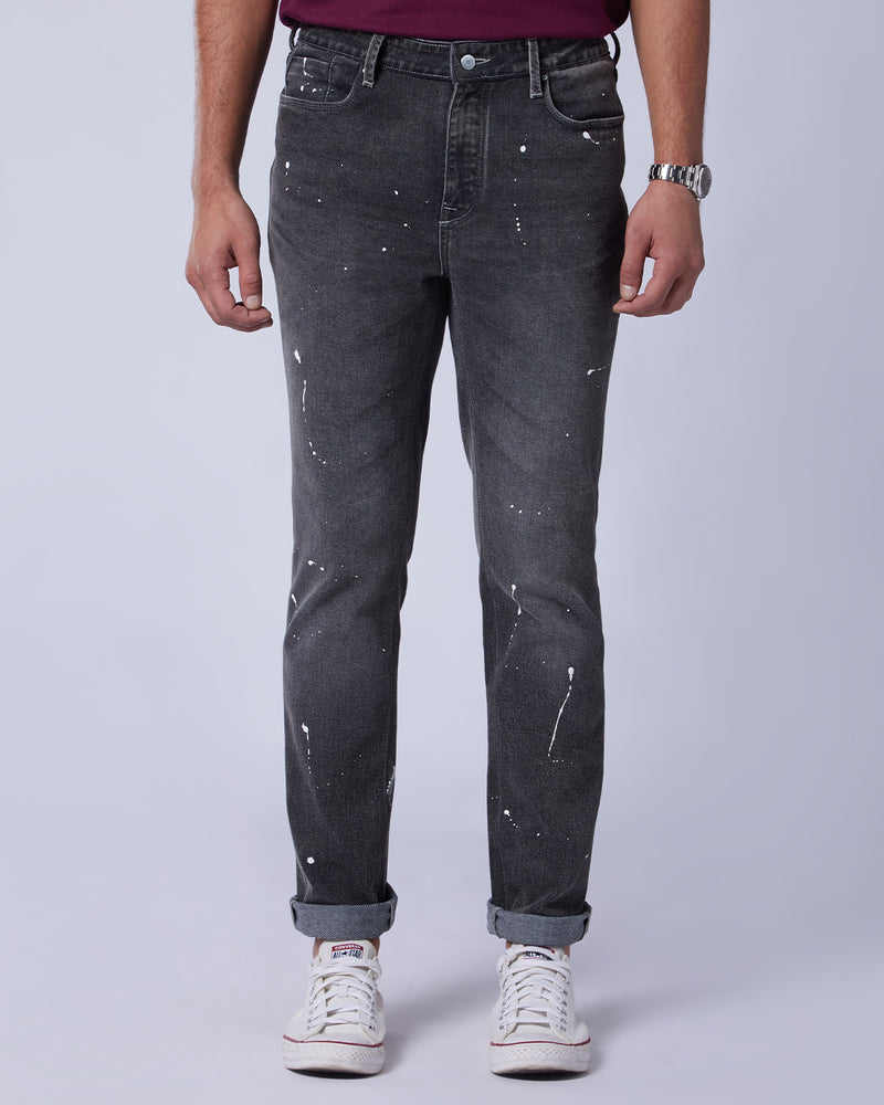 Graffiti Grey Splatter Stretch Jeans