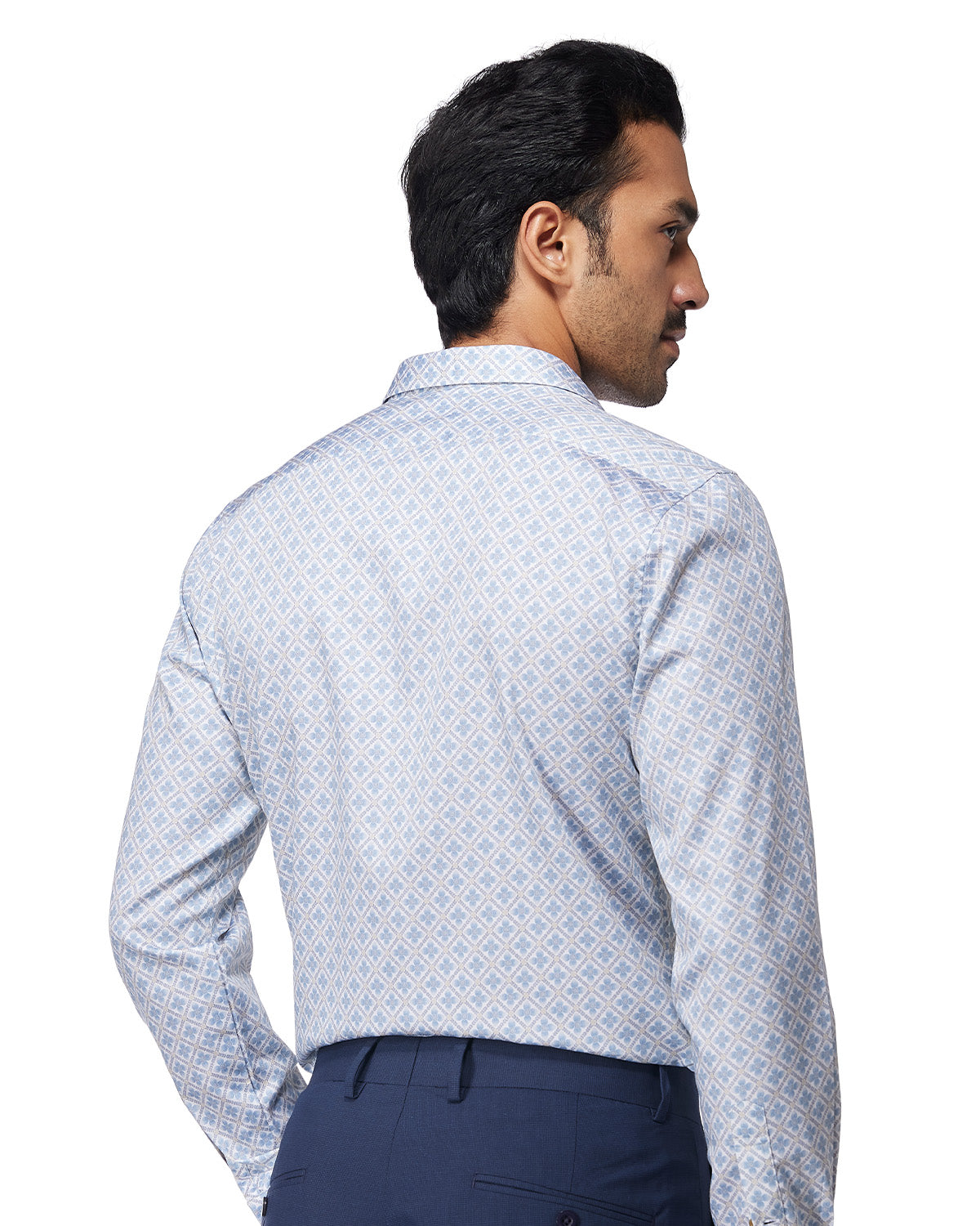 Floral Tile Printed Shirt - Blue
