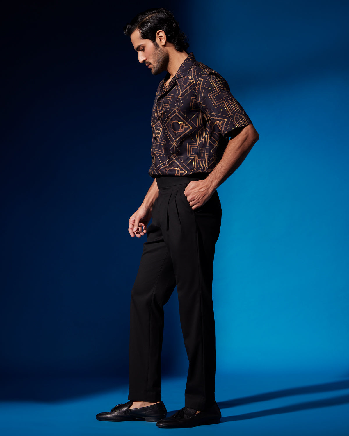 Aurum Printed Shirt - Gold & Black