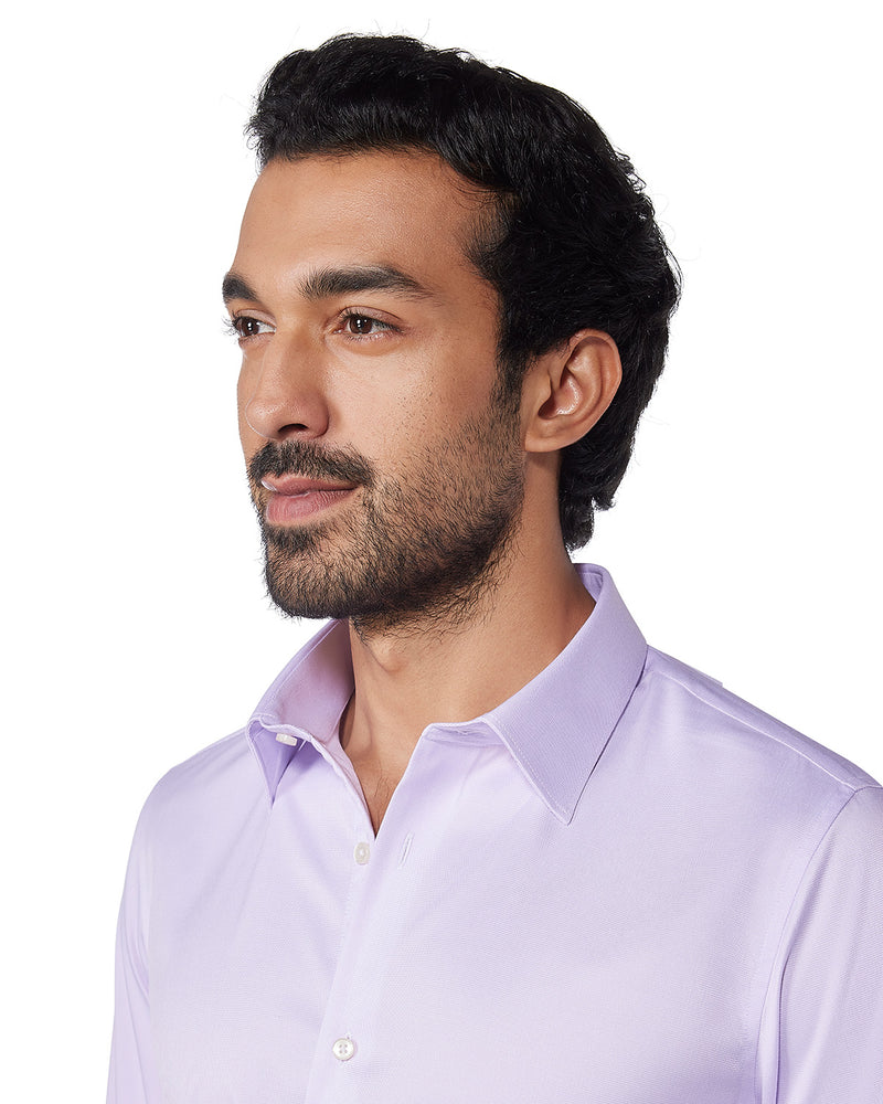 Wrinkle-Free Bamboo-Blend Stretch Dobby Shirt - Lavender