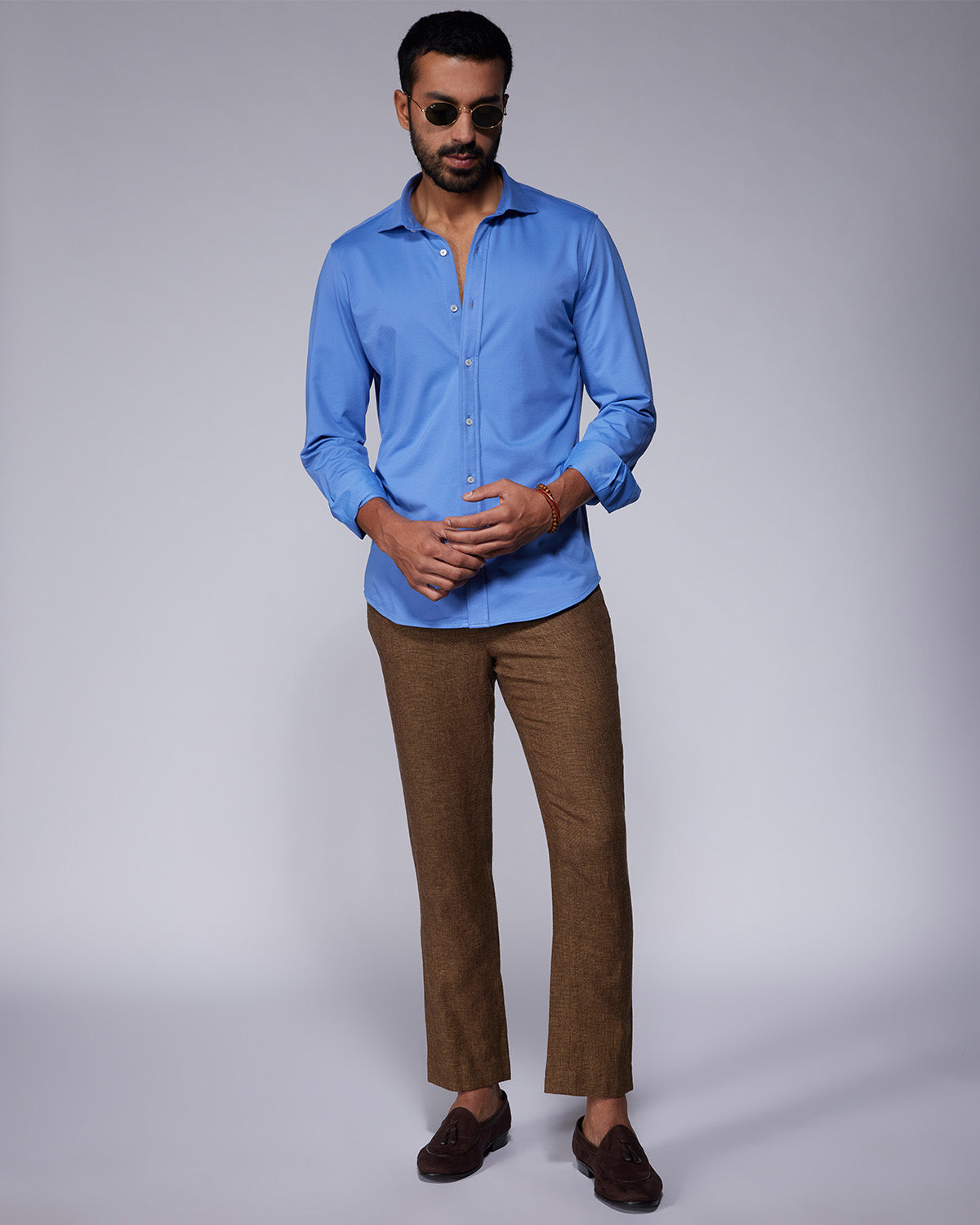 Stretch Knit Shirt - Dark  Blue