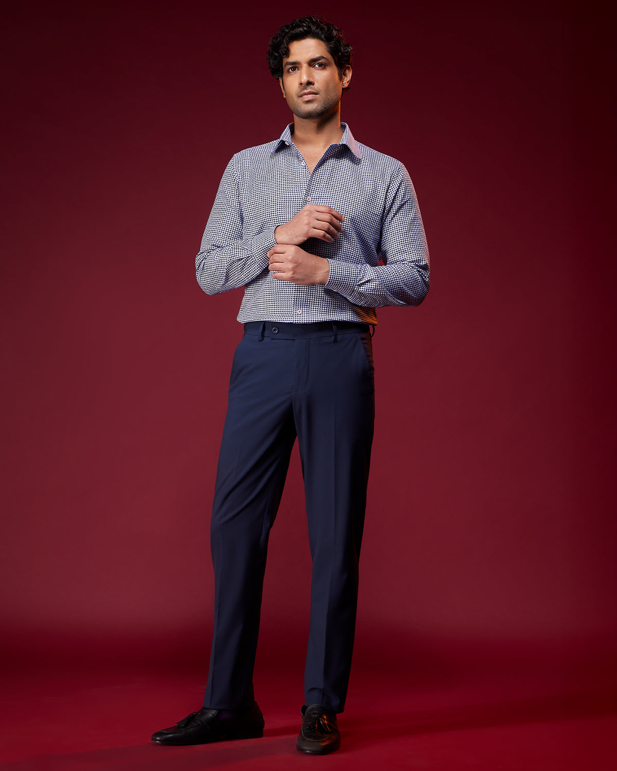 Staccato Houndstooth Shirt - Navy & White