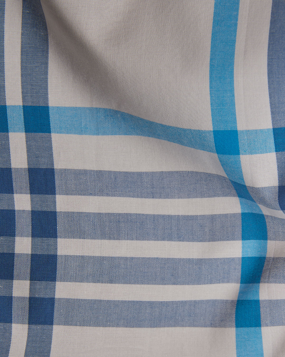Stretch Oxford Checked Shirt - Ecru & Blue