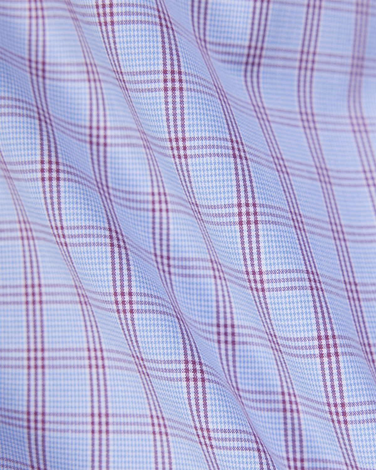 4-Way Stretch Cotton Checked Shirt - Blue & Brown