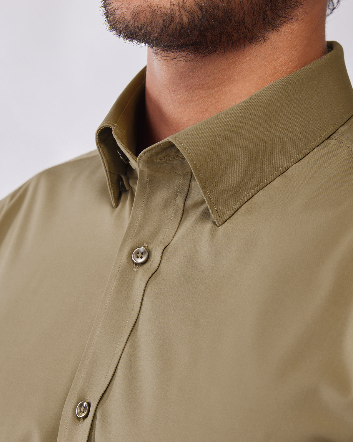 Wrinkle-free Bamboo-Blend Twill Shirt - Olive