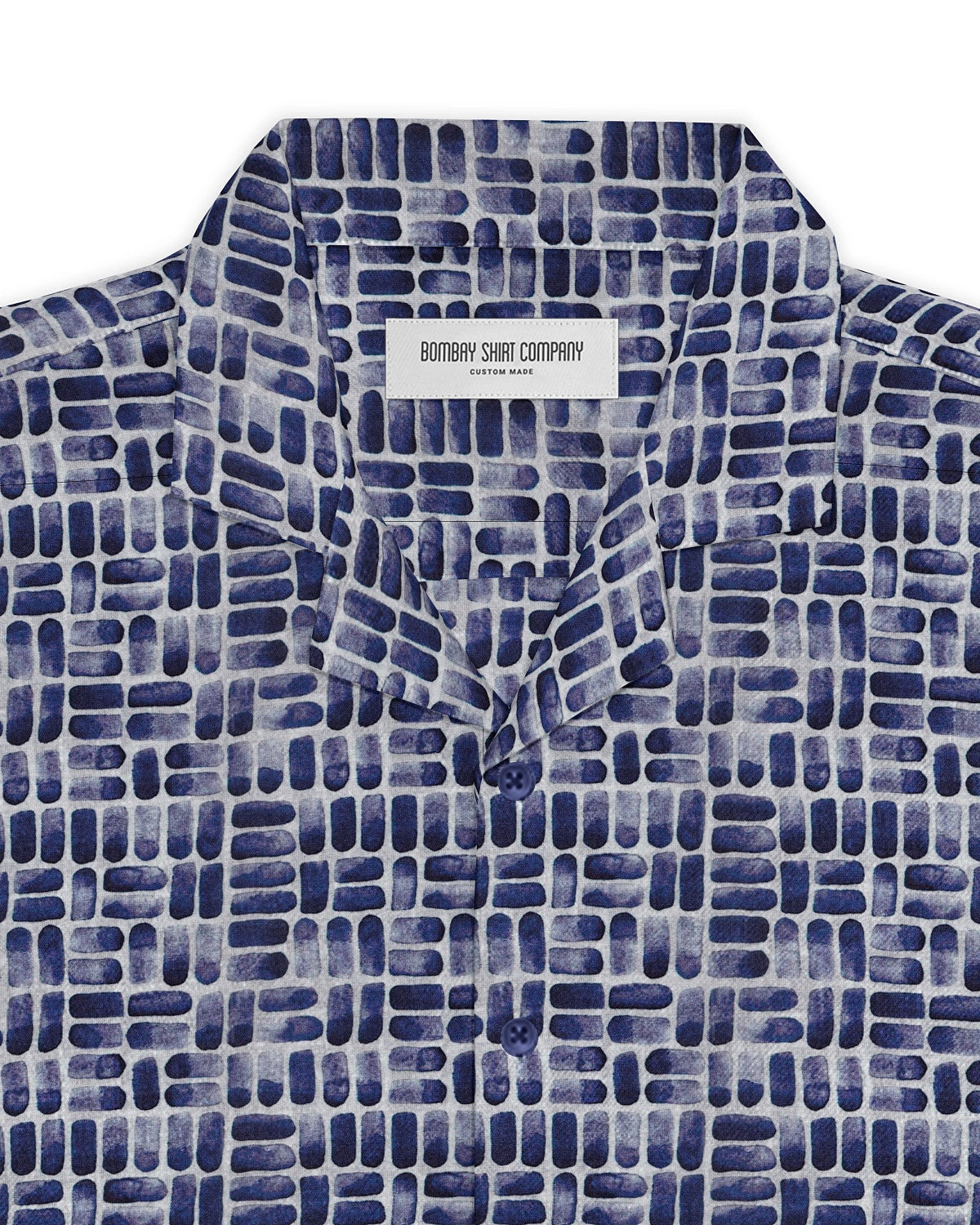 Inkgrid Cotton Silk Printed Shirt - Blue
