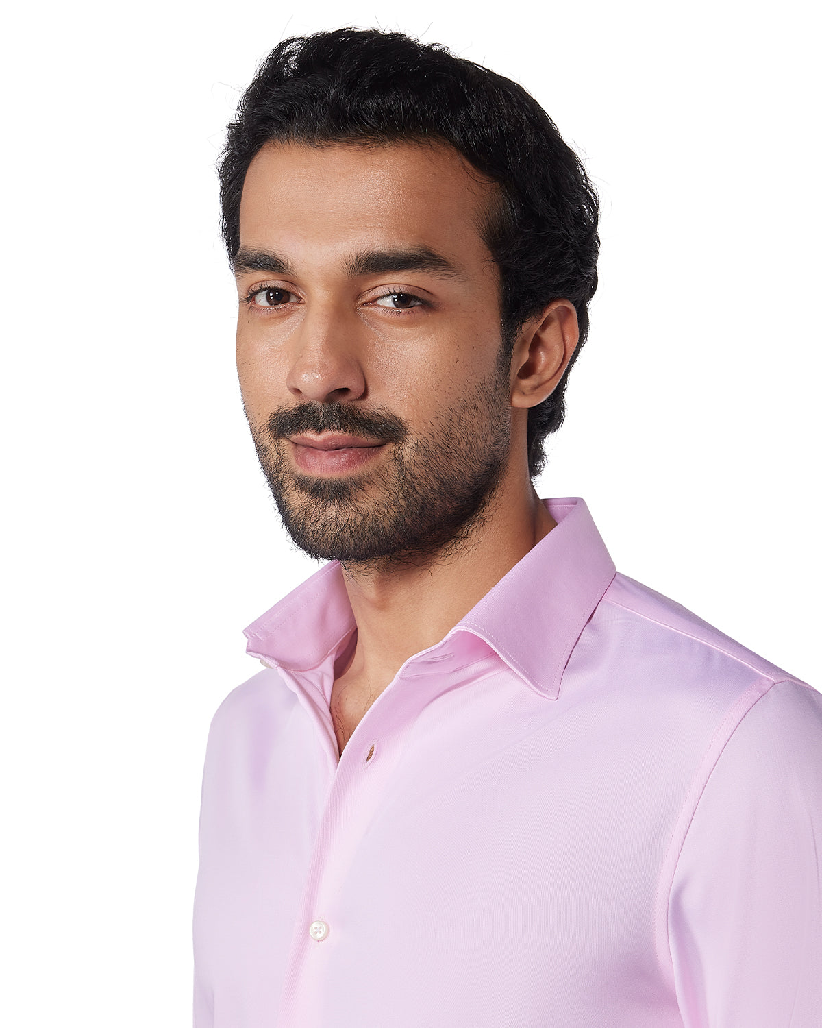 Wrinkle-Free Stretch Satin Shirt - Pink