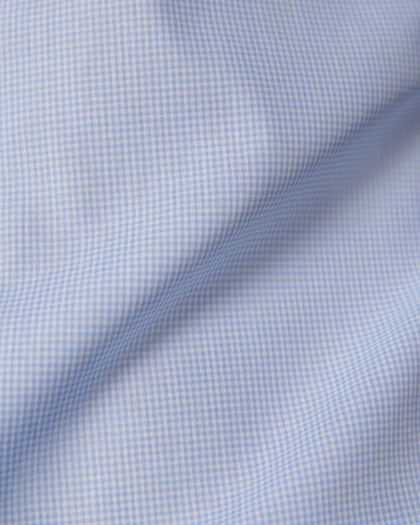 Giza Cotton Micro-Checked Shirt - Light Blue