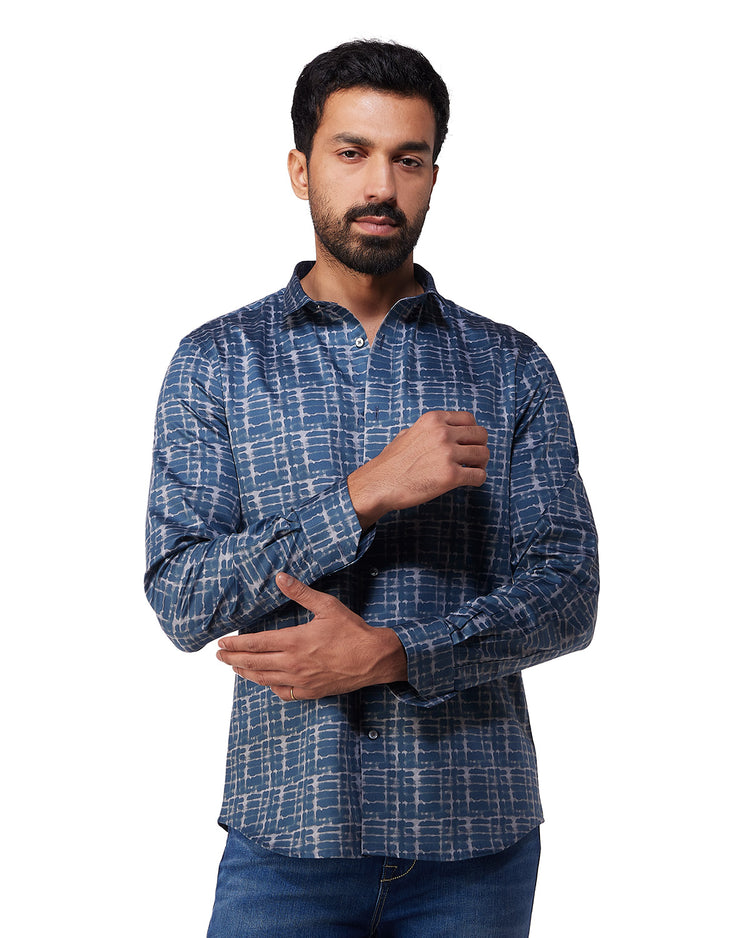 Abstract Printed Shirt - Blue
