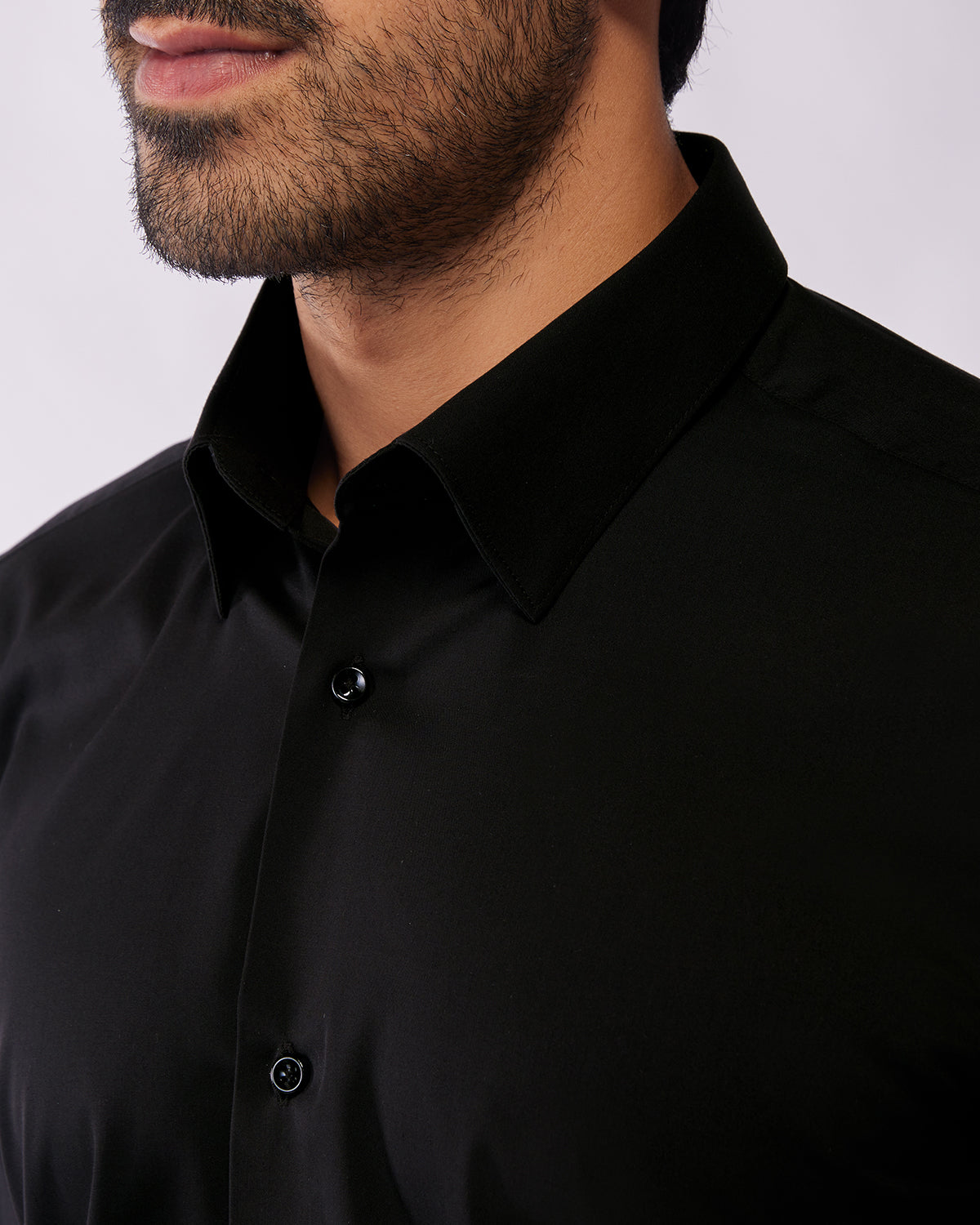 Wrinkle-free Bamboo-Blend Twill Shirt - Black