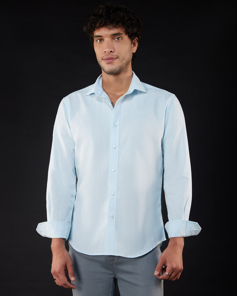 Light Blue Cotton Linen Shirt