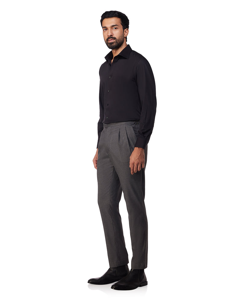 Black Wrinkle-Free Stretch Satin Shirt