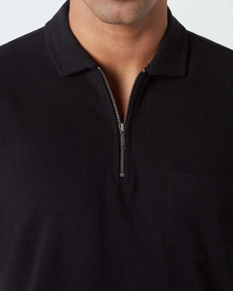Signature Zipper Polo T-Shirt - Black