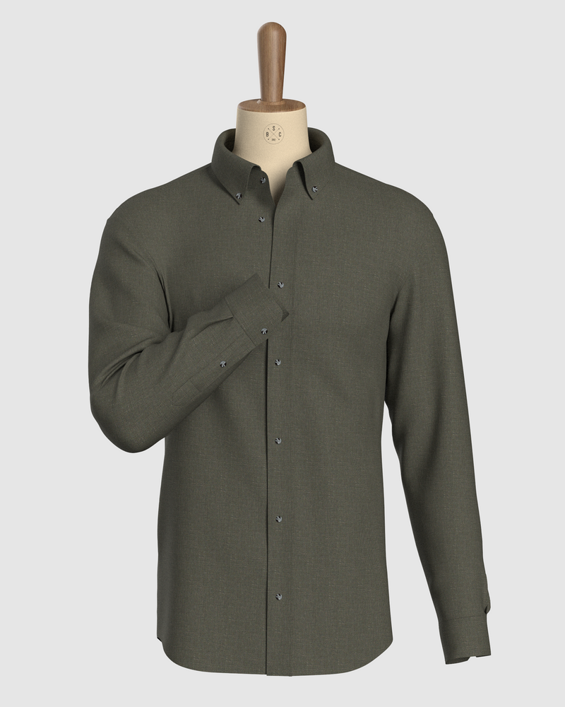 Soft Washed Linen Shirt - Military Green