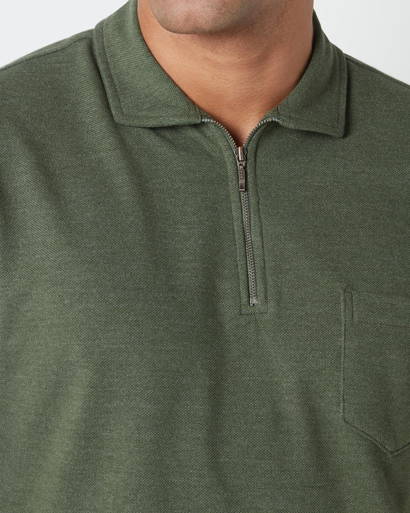 Signature Zipper Polo T-Shirt - Olive