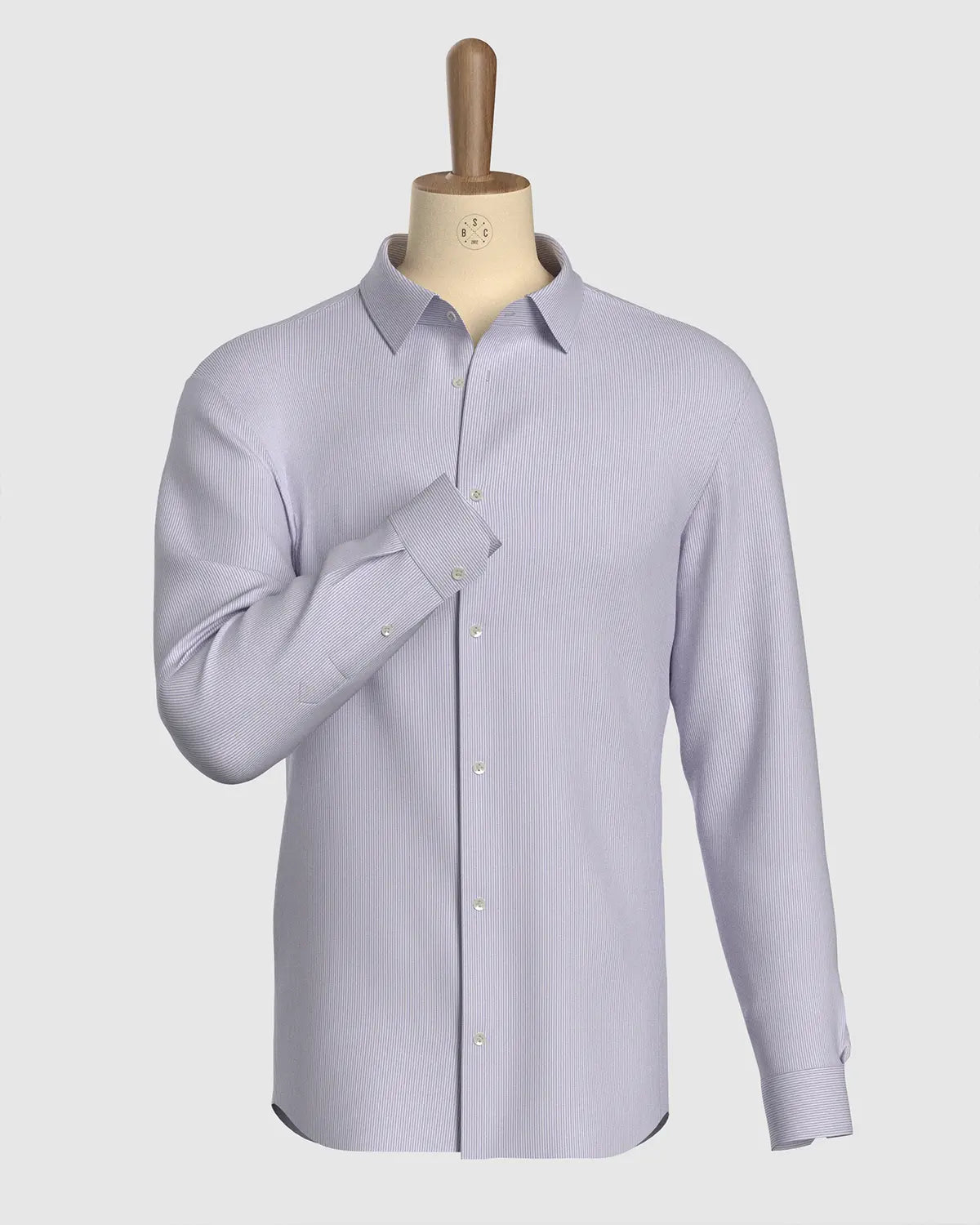 Wrinkle-Free Bamboo-Blend Stretch Herringbone Striped Shirt - Lavender