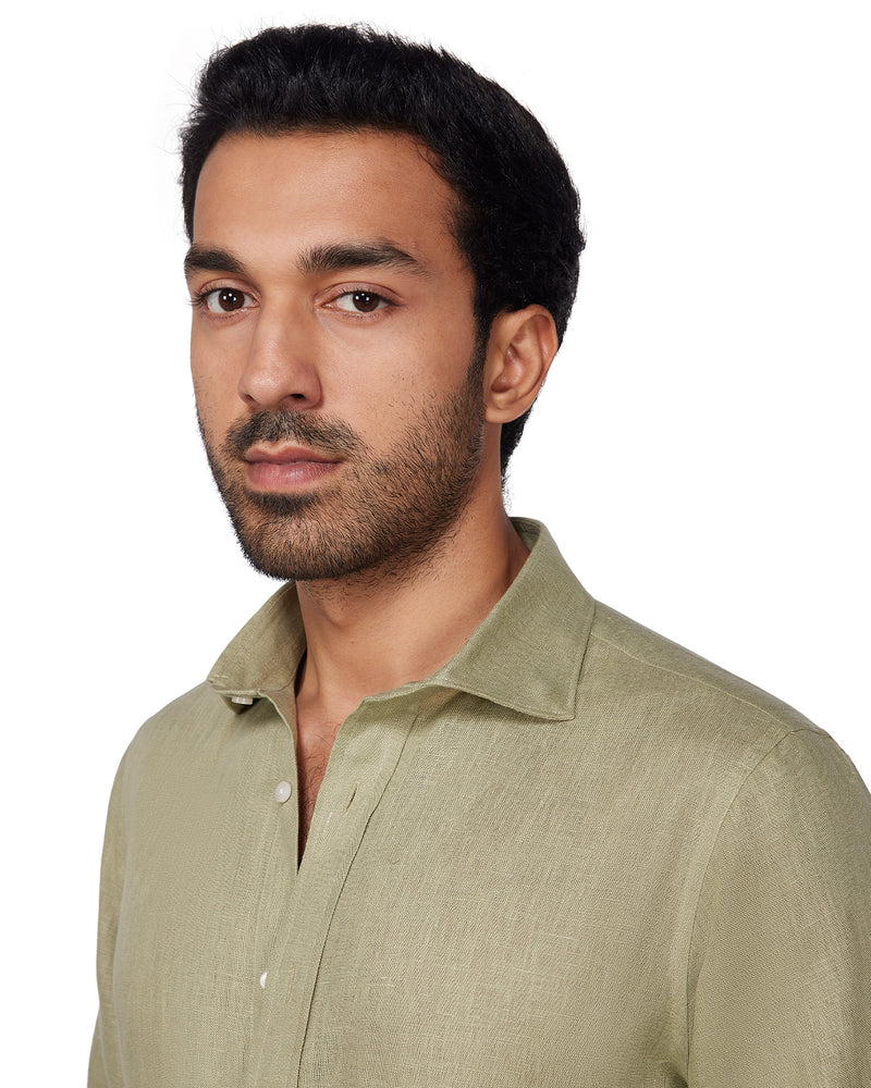 100% Linen Shirt - Green