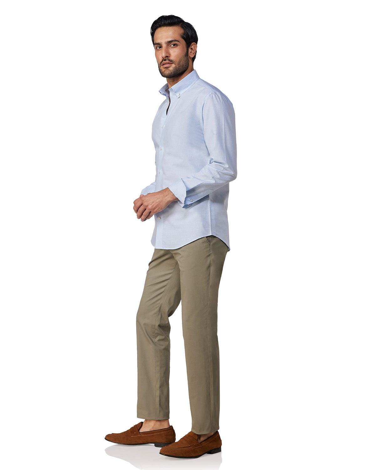 Slubby Cotton Linen Striped Shirt - Blue