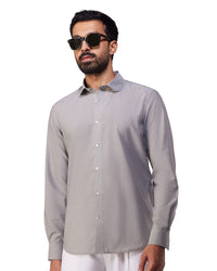 Cotton-Blend Poplin Shirt - Grey