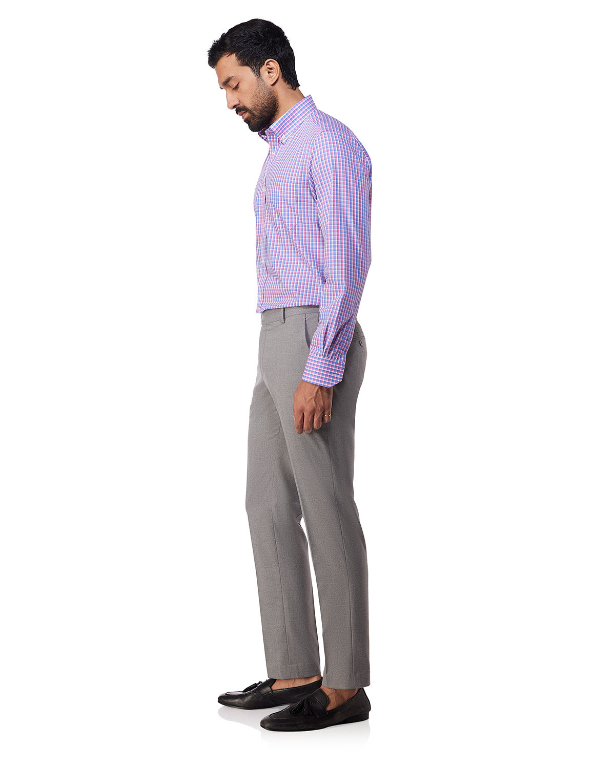 Easy-Care Cotton Checked Shirt - Blue & Pink