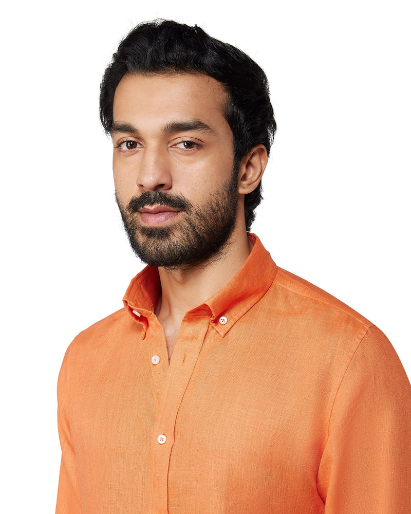 100% Linen Shirt - Rust