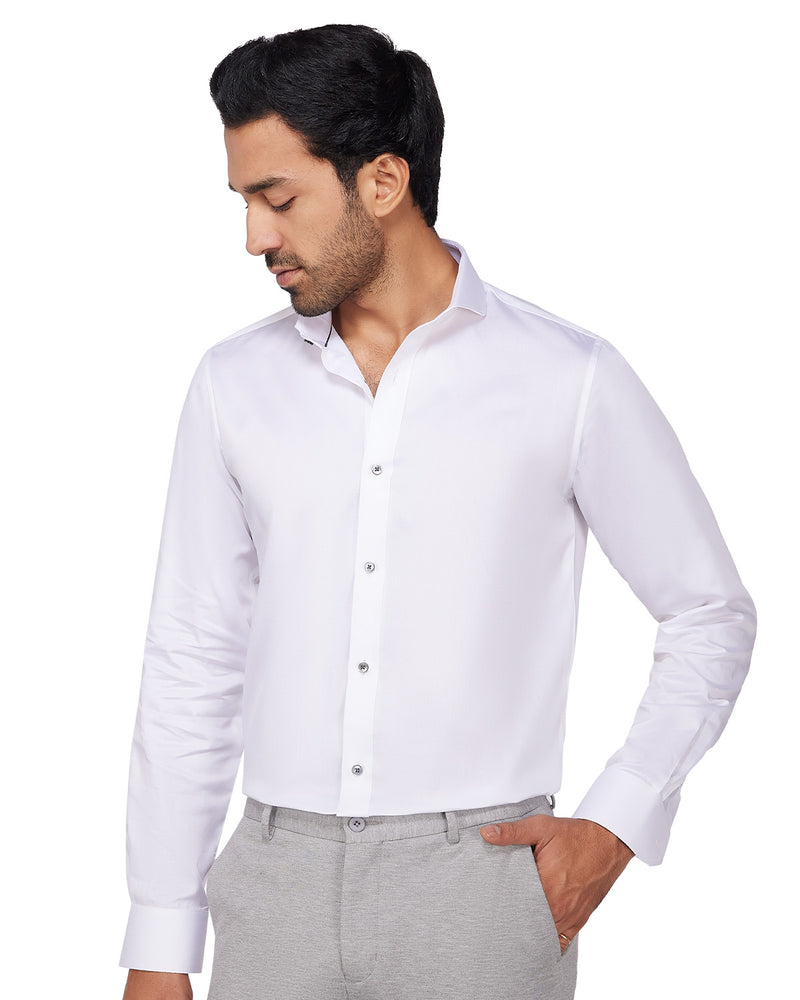Soft Cotton Satin Shirt - White