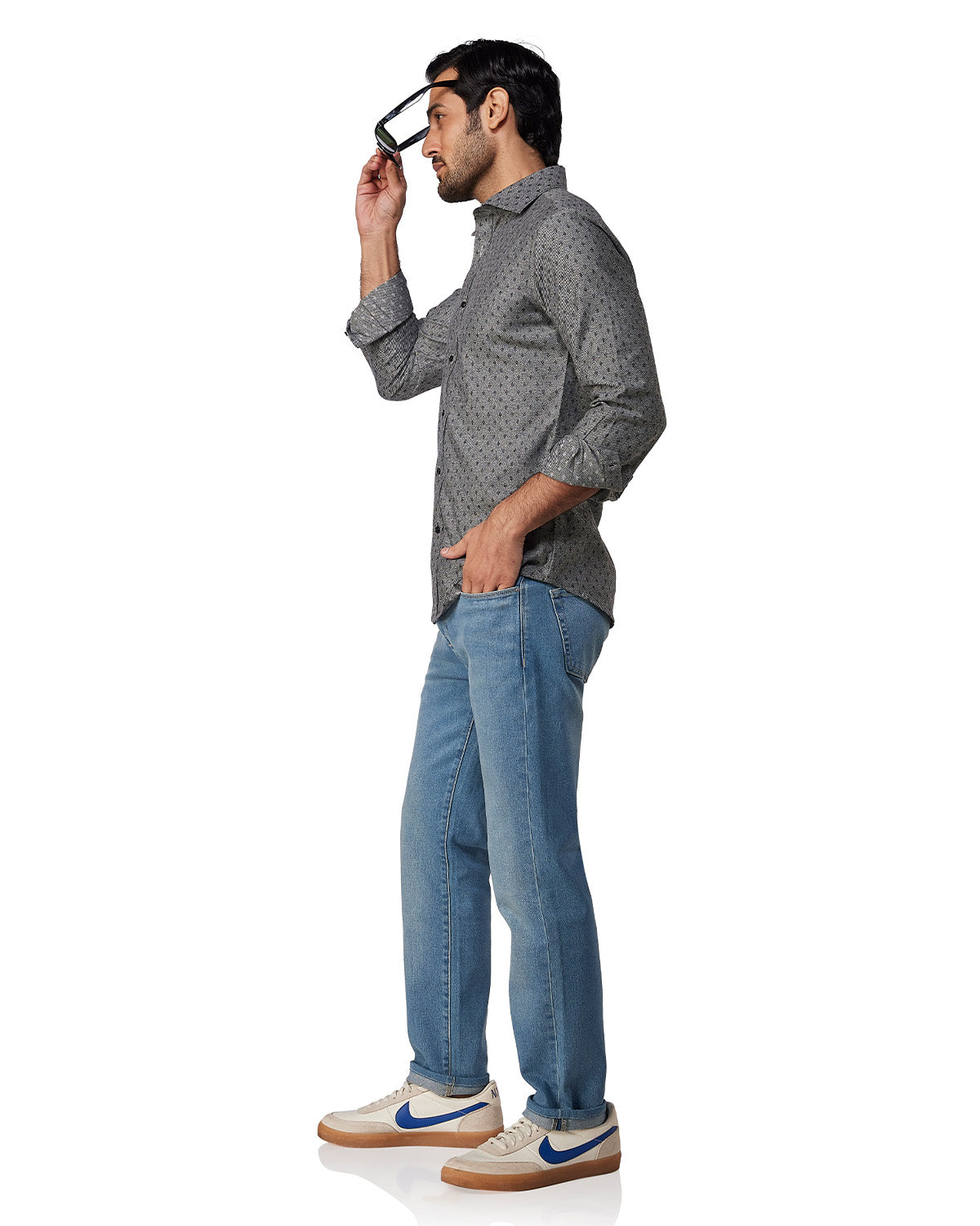 Brushed Diamond Dobby Shirt - Grey