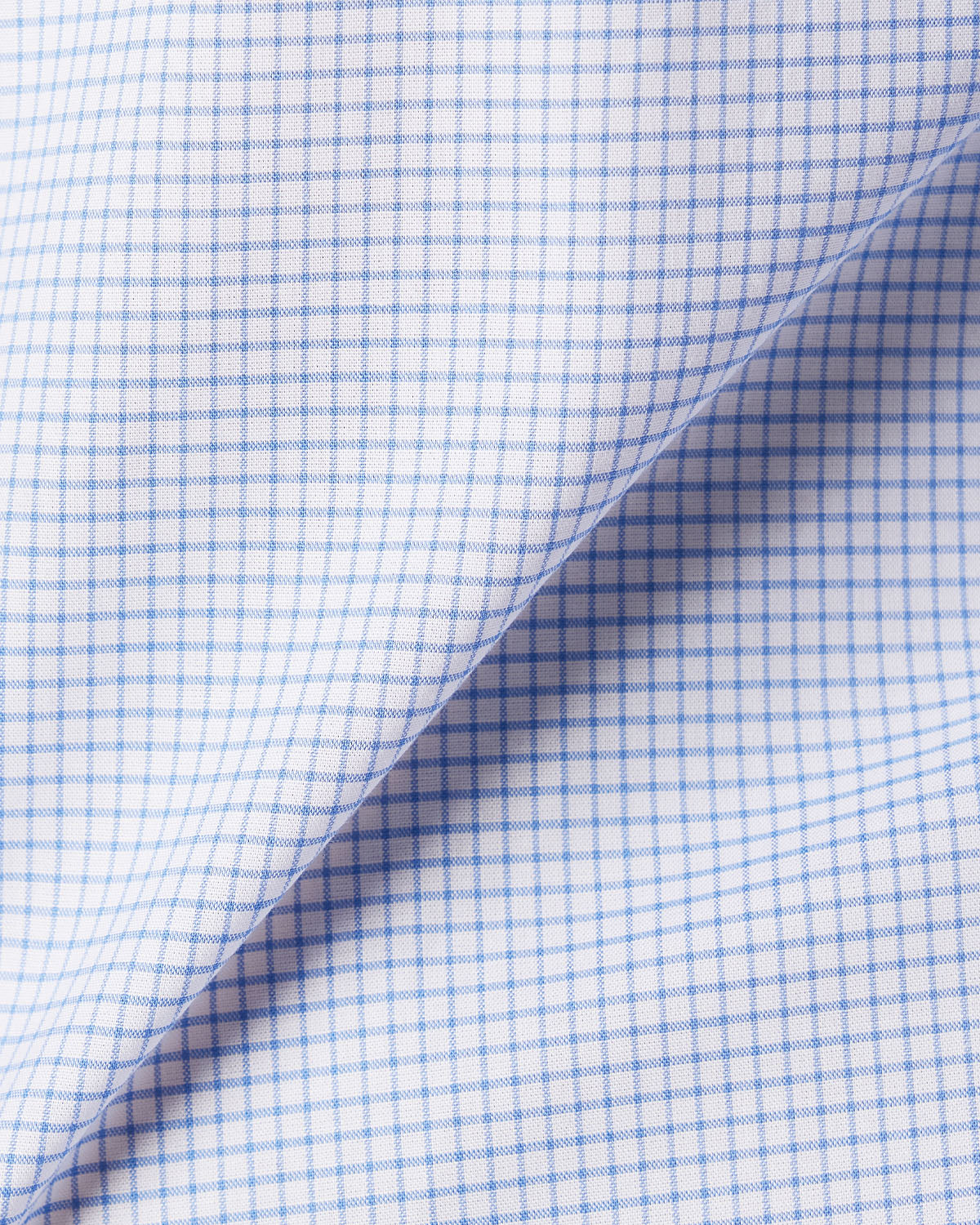 Stretch Cotton Checked Shirt - Blue