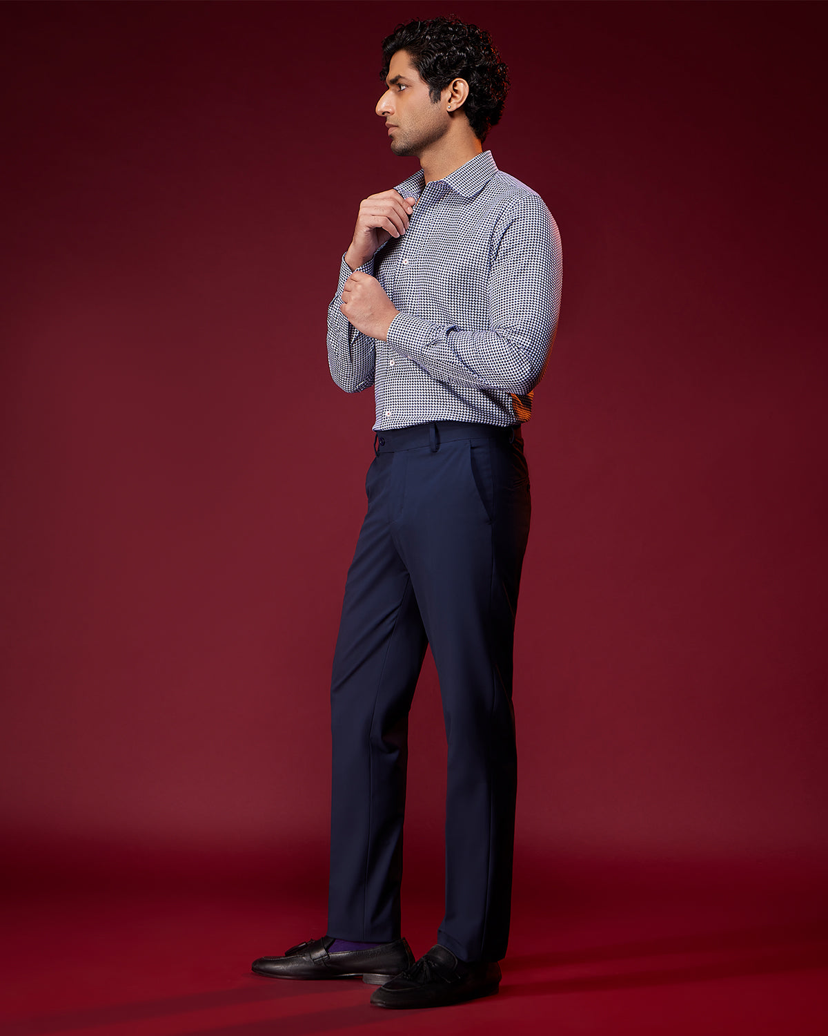 Staccato Houndstooth Shirt - Navy & White