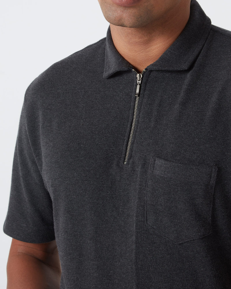 Signature Zipper Polo T-Shirt - Dark Grey