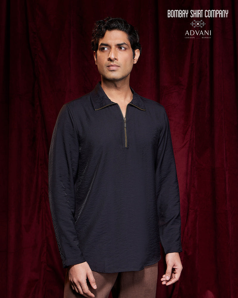 BSC x ALB | Solstice High-Neck Zipper Shirt - Black