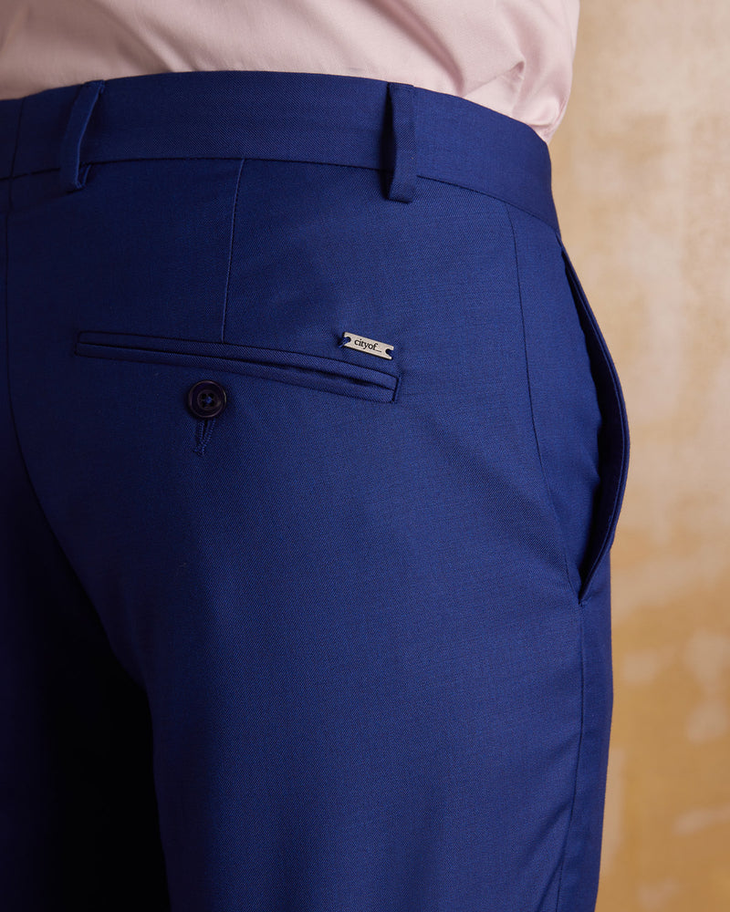 Noble Blended Wool Dress Pants - Royal Blue