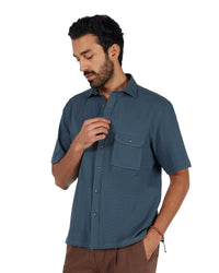 Blue Seersucker Shirt
