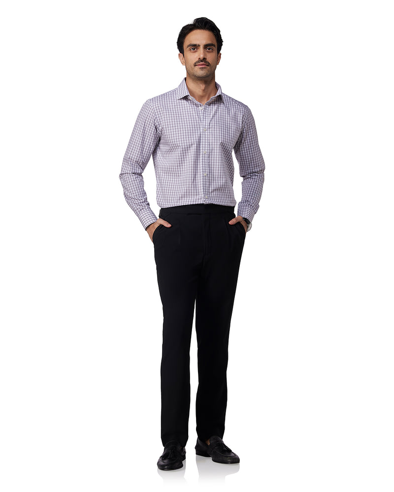 Grey Giza Cotton Gingham Checked Shirt