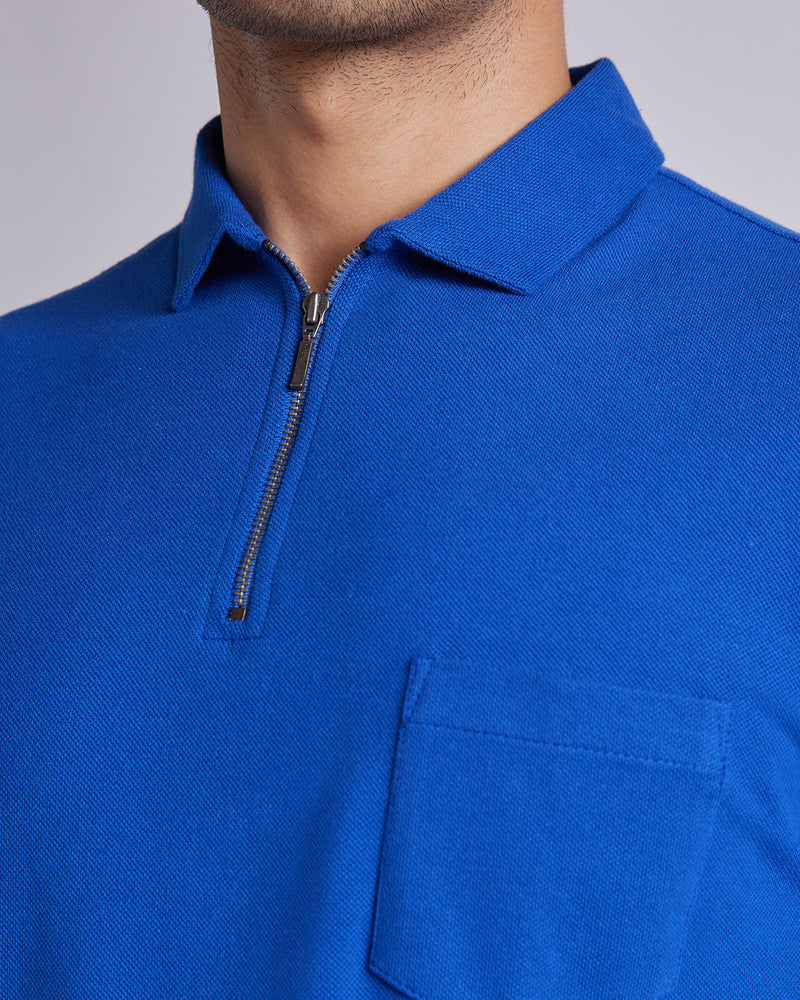 Signature Zipper Polo T-Shirt - Royal Blue